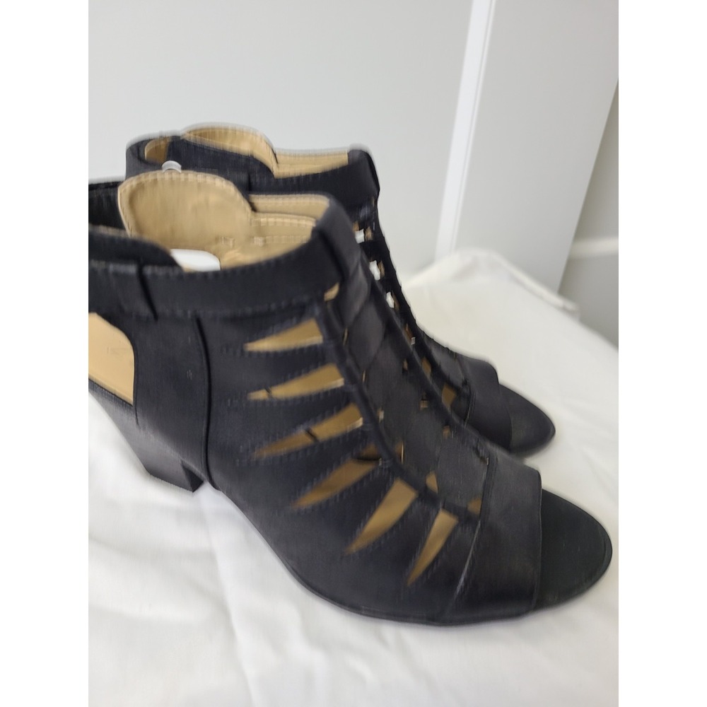 Naturalizer Talan Sandals Leather Gladiator Slingback Cage Black Womens Size 8